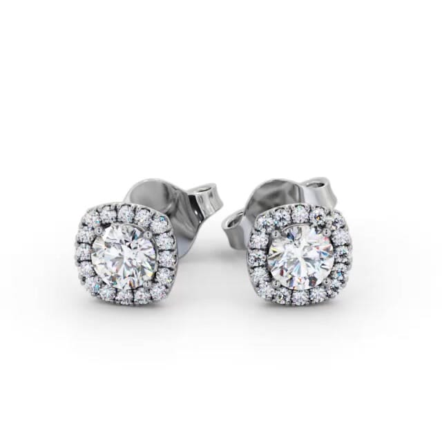 Halo Round Diamond Earrings 18K White Gold - Huntley ERG165_WG_EAR