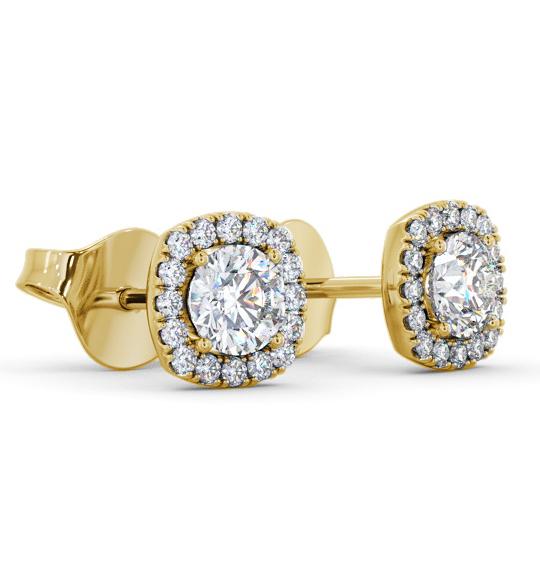 Round Diamond with Cushion Shape Halo Earrings 9K Yellow Gold ERG165_YG_THUMB1 