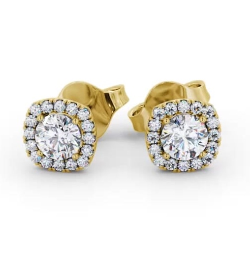Round Diamond with Cushion Shape Halo Earrings 9K Yellow Gold ERG165_YG_THUMB2 