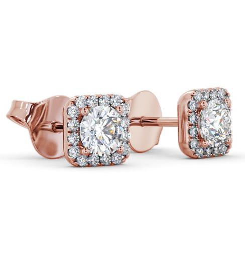Round Diamond with Princess Shape Halo Earrings 9K Rose Gold ERG166_RG_THUMB1 