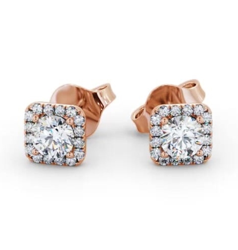Round Diamond with Princess Shape Halo Earrings 9K Rose Gold ERG166_RG_THUMB1