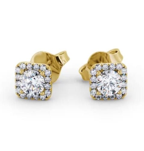 Round Diamond with Princess Shape Halo Earrings 9K Yellow Gold ERG166_YG_THUMB2 