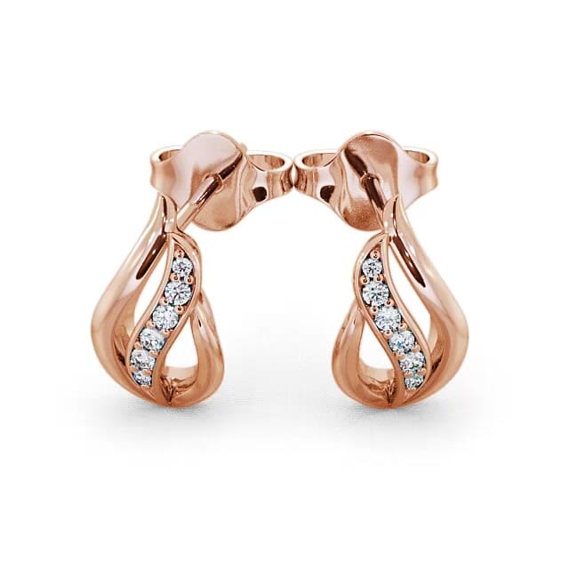 Leaf Shape Diamond 0.12ct Earrings 18K Rose Gold - Emrie ERG16_RG_EAR