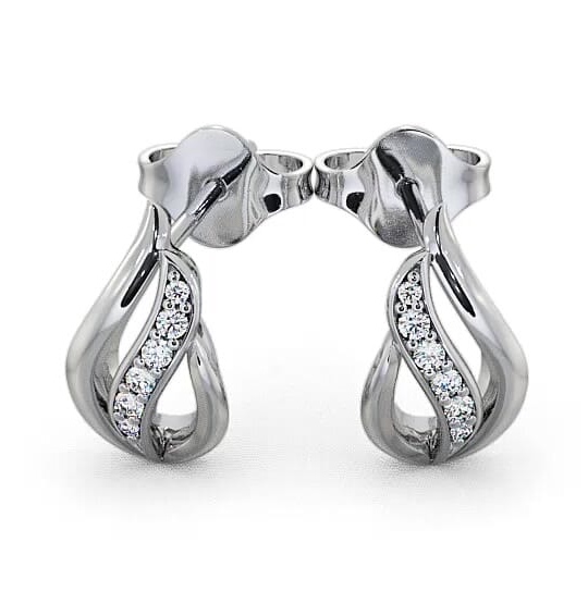 Leaf Shape Diamond 0.12ct Earrings 18K White Gold ERG16_WG_THUMB2 