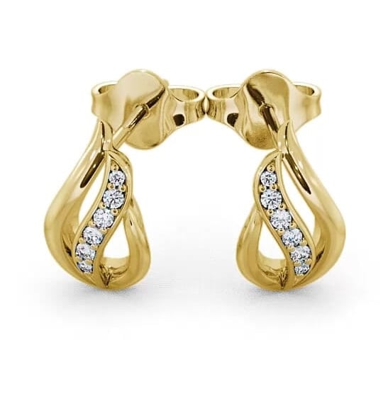 Leaf Shape Diamond 0.12ct Earrings 18K Yellow Gold ERG16_YG_THUMB2 