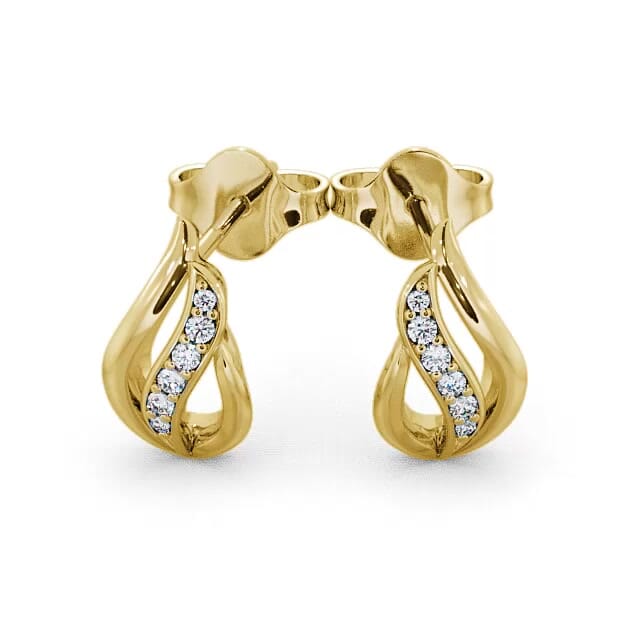 Leaf Shape Diamond 0.12ct Earrings 18K Yellow Gold - Emrie ERG16_YG_EAR