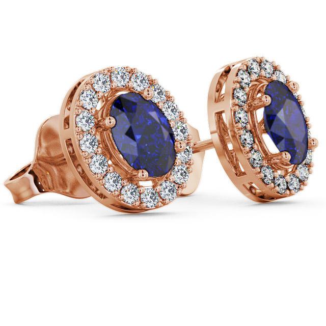 Halo Blue Sapphire and Diamond 1.62ct Earrings 9K Rose Gold ERG17GEM_RG_BS_THUMB1 