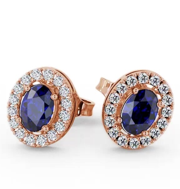 Halo Blue Sapphire and Diamond 1.62ct Earrings 9K Rose Gold ERG17GEM_RG_BS_THUMB1