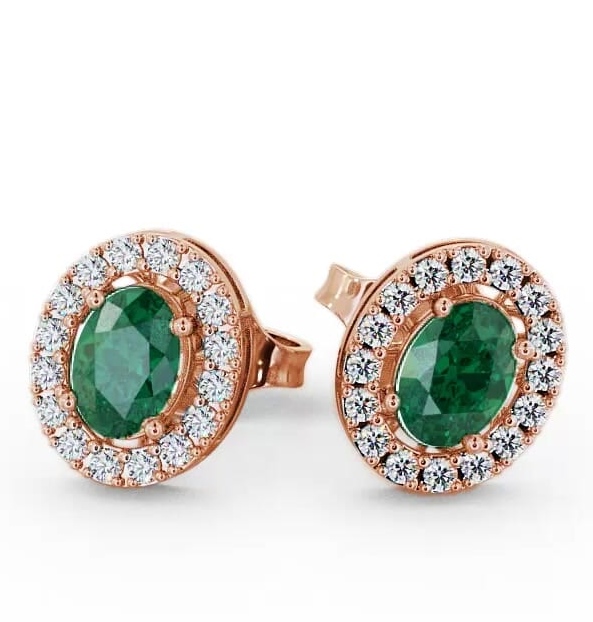 Halo Emerald and Diamond 1.46ct Earrings 9K Rose Gold ERG17GEM_RG_EM_THUMB1