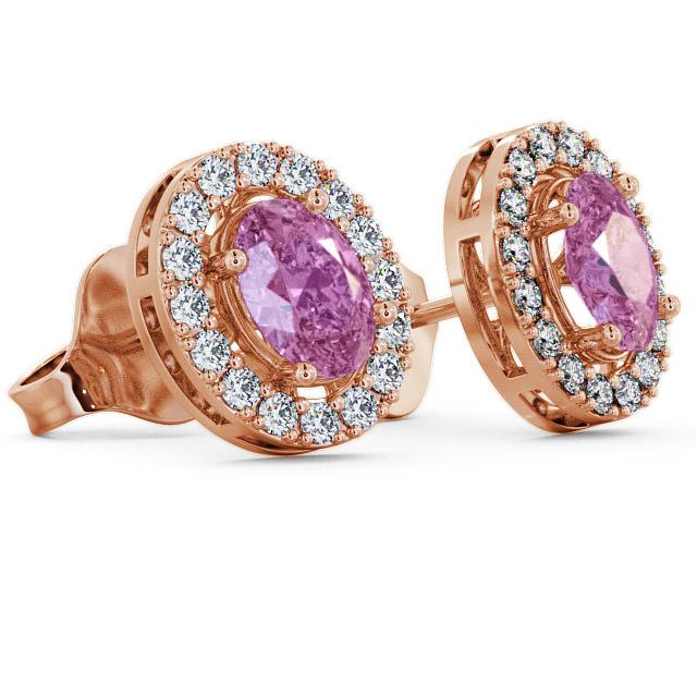 Halo Pink Sapphire and Diamond 1.62ct Earrings 18K Rose Gold ERG17GEM_RG_PS_THUMB1 