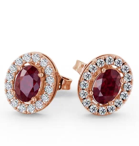 Halo Ruby and Diamond 1.62ct Earrings 9K Rose Gold ERG17GEM_RG_RU_THUMB1