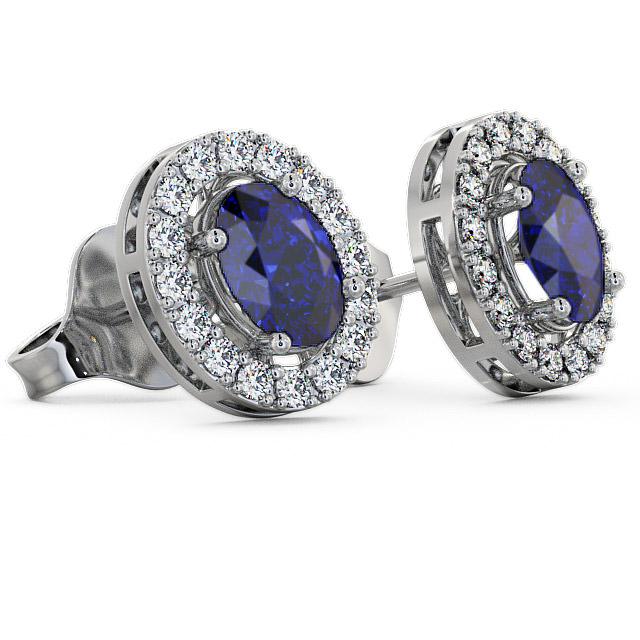 Halo Blue Sapphire and Diamond 1.62ct Earrings 9K White Gold ERG17GEM_WG_BS_THUMB1 