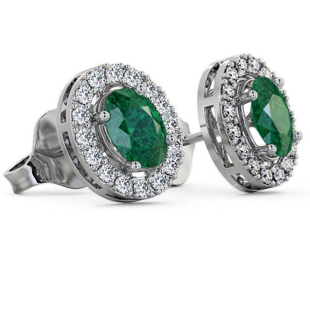 Halo Emerald and Diamond 1.46ct Earrings 18K White Gold ERG17GEM_WG_EM_THUMB1 