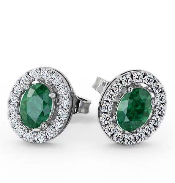 Halo Emerald and Diamond 1.46ct Earrings 9K White Gold ERG17GEM_WG_EM_THUMB1