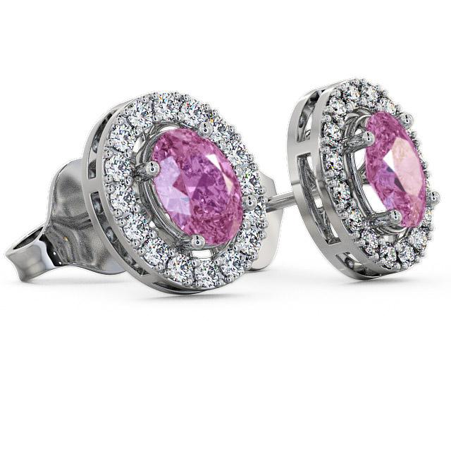 Halo Pink Sapphire and Diamond 1.62ct Earrings 9K White Gold ERG17GEM_WG_PS_THUMB1 
