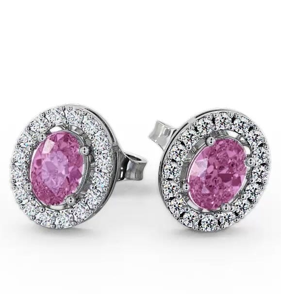 Halo Pink Sapphire and Diamond 1.62ct Earrings 18K White Gold ERG17GEM_WG_PS_THUMB1