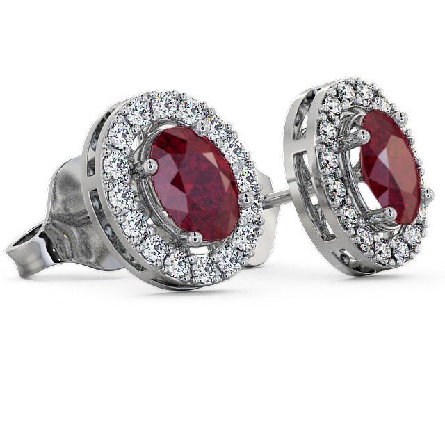 Halo Ruby and Diamond 1.62ct Earrings 18K White Gold ERG17GEM_WG_RU_THUMB1 