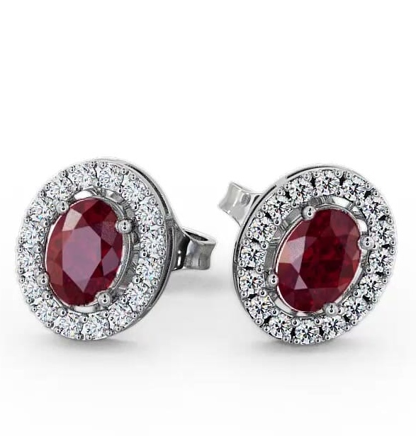 Halo Ruby and Diamond 1.62ct Earrings 18K White Gold ERG17GEM_WG_RU_THUMB2 