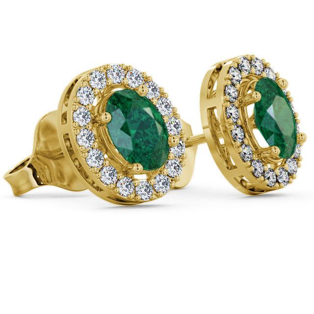 Halo Emerald and Diamond 1.46ct Earrings 9K Yellow Gold ERG17GEM_YG_EM_THUMB1 