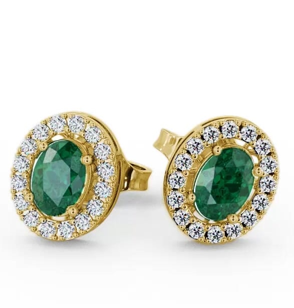 Halo Emerald and Diamond 1.46ct Earrings 18K Yellow Gold ERG17GEM_YG_EM_THUMB1