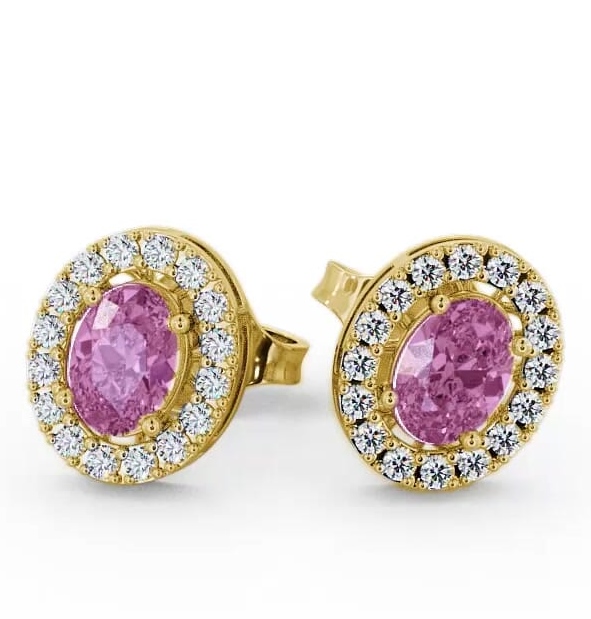 Halo Pink Sapphire and Diamond 1.62ct Earrings 9K Yellow Gold ERG17GEM_YG_PS_THUMB1