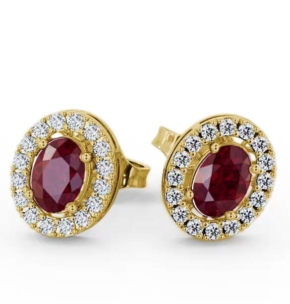Halo Ruby and Diamond 1.62ct Earrings 9K Yellow Gold ERG17GEM_YG_RU_THUMB1
