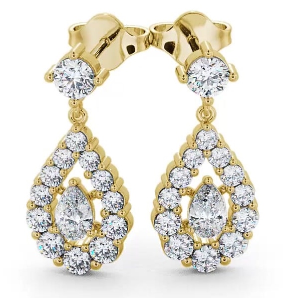 Drop Pear Diamond Glamorous Earrings 18K Yellow Gold ERG18_YG_THUMB2 