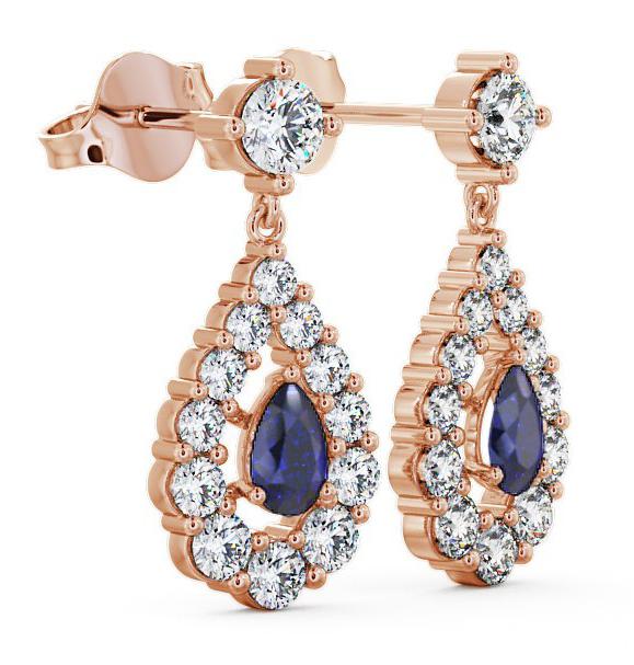 Drop Style Blue Sapphire and Diamond 1.88ct Earrings 9K Rose Gold ERG18GEM_RG_BS_THUMB1 