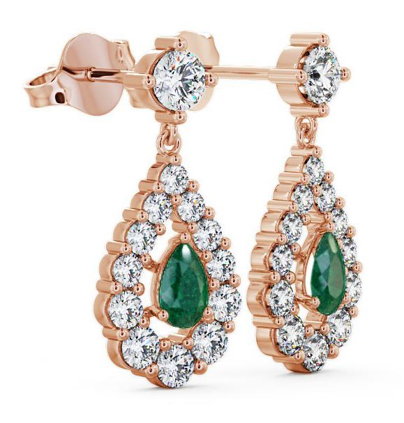 Drop Style Emerald and Diamond 1.78ct Earrings 9K Rose Gold ERG18GEM_RG_EM_THUMB1 