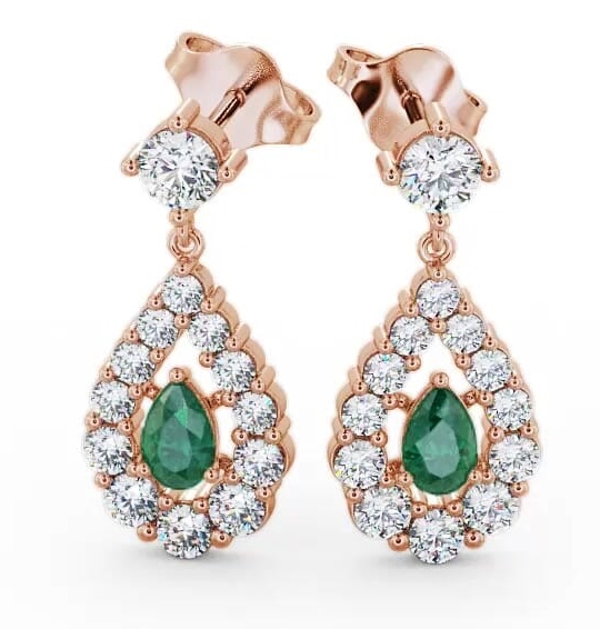 Drop Style Emerald and Diamond 1.78ct Earrings 18K Rose Gold ERG18GEM_RG_EM_THUMB1