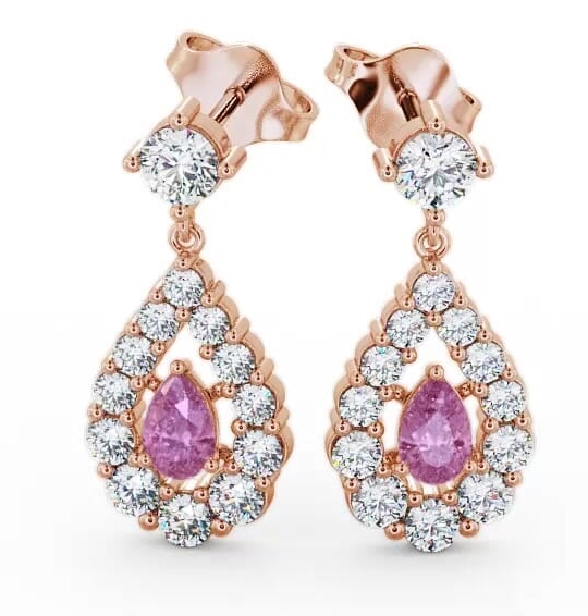 Drop Style Pink Sapphire and Diamond 1.88ct Earrings 18K Rose Gold ERG18GEM_RG_PS_THUMB1