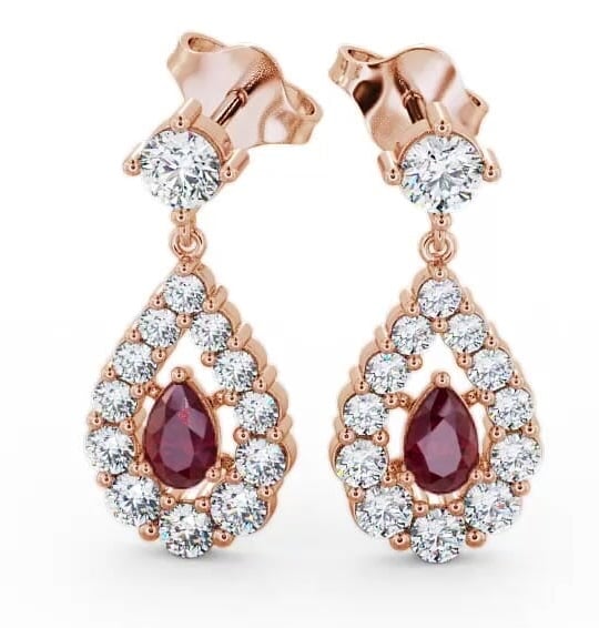 Drop Style Ruby and Diamond 1.88ct Earrings 18K Rose Gold ERG18GEM_RG_RU_THUMB1