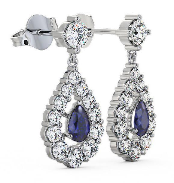Drop Style Blue Sapphire and Diamond 1.88ct Earrings 9K White Gold ERG18GEM_WG_BS_THUMB1 