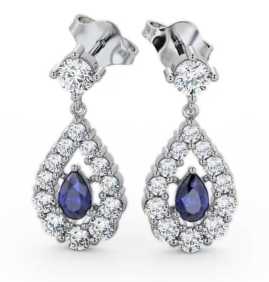 Drop Style Blue Sapphire and Diamond 1.88ct Earrings 9K White Gold ERG18GEM_WG_BS_THUMB1