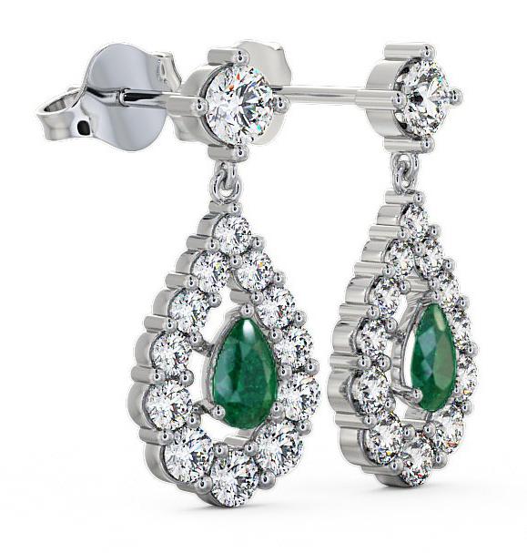 Drop Style Emerald and Diamond 1.78ct Earrings 18K White Gold ERG18GEM_WG_EM_THUMB1 
