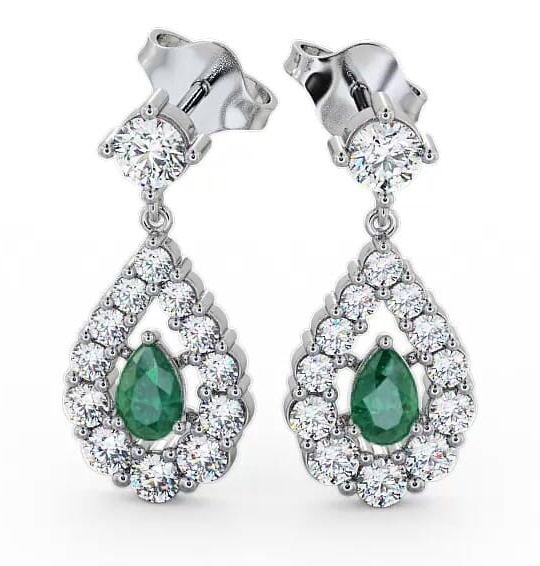 Drop Style Emerald and Diamond 1.78ct Earrings 9K White Gold ERG18GEM_WG_EM_THUMB1