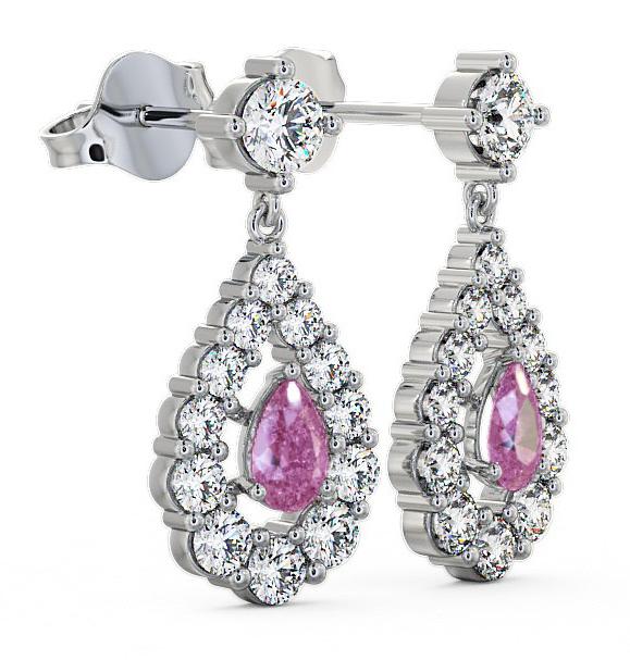 Drop Style Pink Sapphire and Diamond 1.88ct Earrings 9K White Gold ERG18GEM_WG_PS_THUMB1 