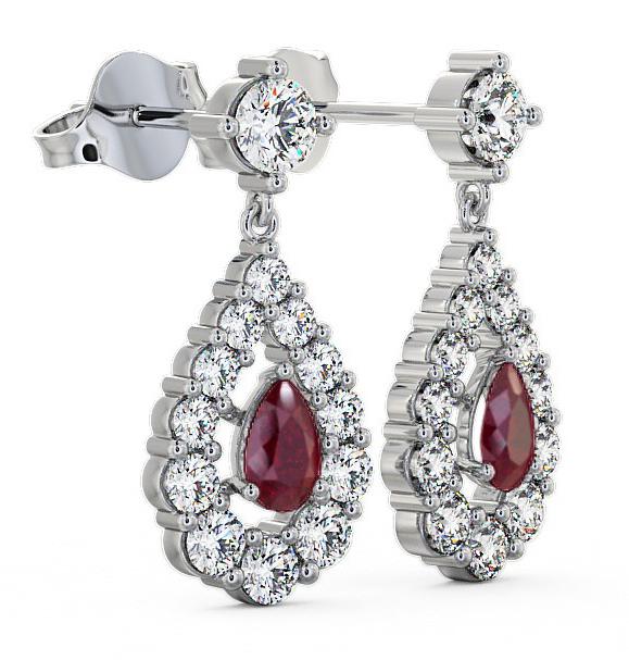 Drop Style Ruby and Diamond 1.88ct Earrings 18K White Gold ERG18GEM_WG_RU_THUMB1 