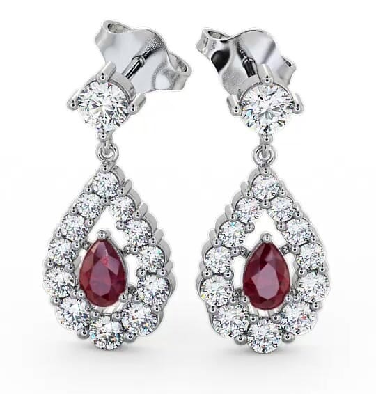 Drop Style Ruby and Diamond 1.88ct Earrings 18K White Gold ERG18GEM_WG_RU_THUMB2 