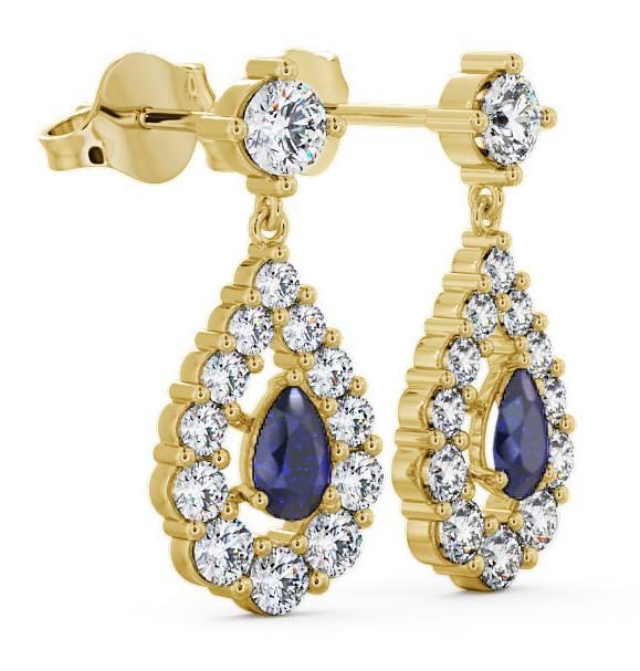 Drop Style Blue Sapphire and Diamond 1.88ct Earrings 18K Yellow Gold ERG18GEM_YG_BS_THUMB1 