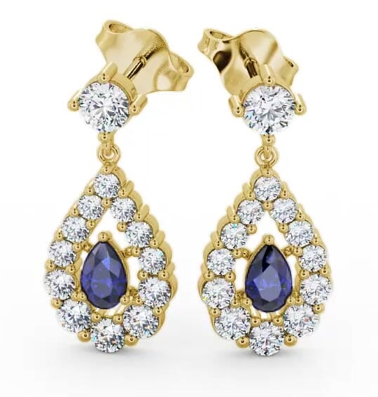Drop Style Blue Sapphire and Diamond 1.88ct Earrings 18K Yellow Gold ERG18GEM_YG_BS_THUMB1