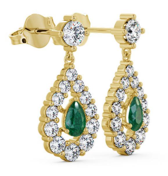 Drop Style Emerald and Diamond 1.78ct Earrings 9K Yellow Gold ERG18GEM_YG_EM_THUMB1 