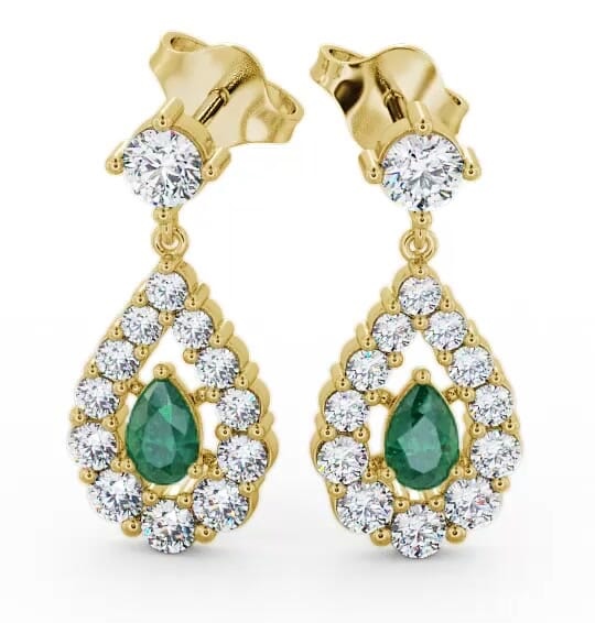 Drop Style Emerald and Diamond 1.78ct Earrings 9K Yellow Gold ERG18GEM_YG_EM_THUMB1