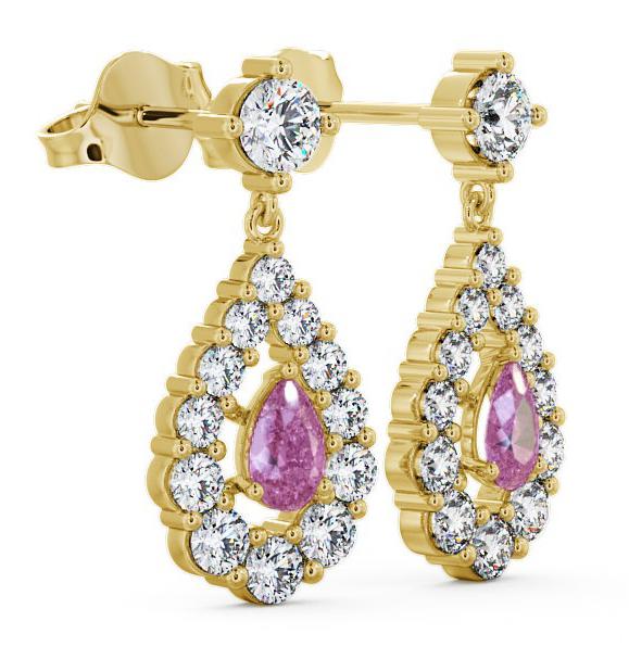 Drop Style Pink Sapphire and Diamond 1.88ct Earrings 9K Yellow Gold ERG18GEM_YG_PS_THUMB1 