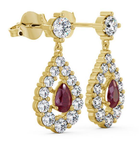 Drop Style Ruby and Diamond 1.88ct Earrings 18K Yellow Gold ERG18GEM_YG_RU_THUMB1 