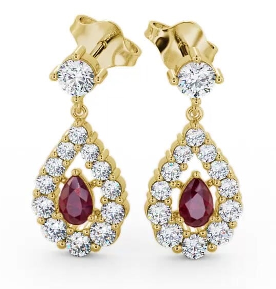 Drop Style Ruby and Diamond 1.88ct Earrings 18K Yellow Gold ERG18GEM_YG_RU_THUMB2 