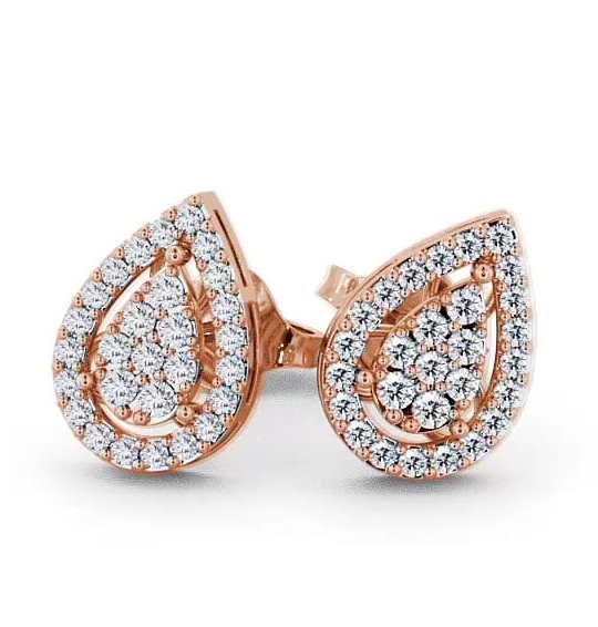 Cluster Round Diamond Pear Shape Design Earrings 9K Rose Gold ERG19_RG_THUMB1