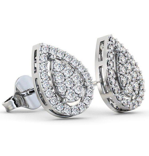 Cluster Round Diamond Pear Shape Design Earrings 9K White Gold ERG19_WG_THUMB1 