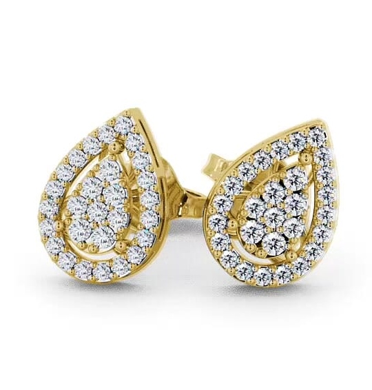 Cluster Round Diamond Pear Shape Design Earrings 18K Yellow Gold ERG19_YG_THUMB2 
