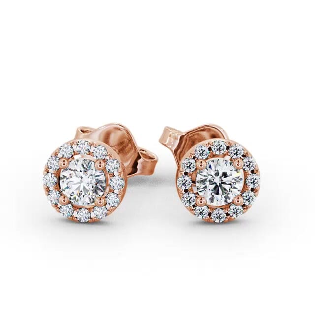 Halo Round Diamond Earrings 18K Rose Gold - Alanie ERG1_RG_EAR